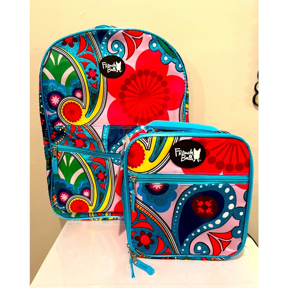 French Bull 16" Multi Colored Bella Set of Backpack and lunch bag